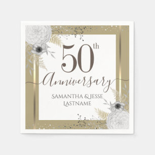 50th Wedding Anniversary Floral Napkins