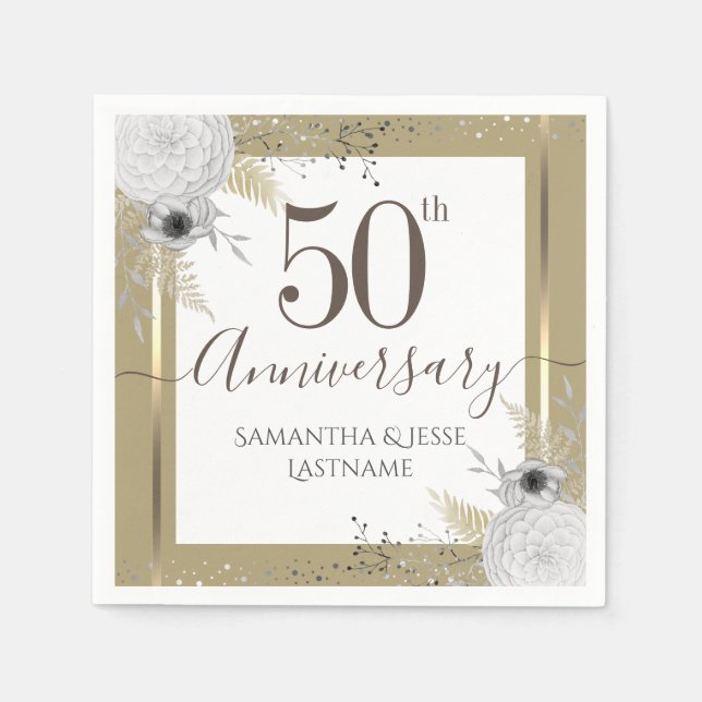 50th Wedding Anniversary Floral Napkins (Front)