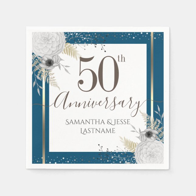 50th Wedding Anniversary Floral Napkins (Front)