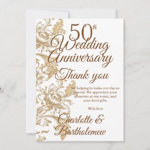 50th Wedding Anniversary Floral Thank You Card