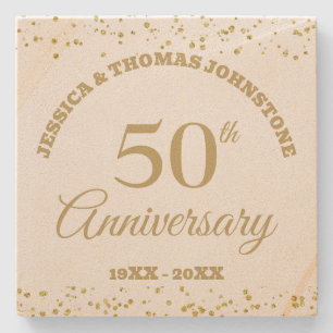 50th Wedding Anniversary Gift Personalised Stone Coaster