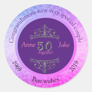 50th Wedding Anniversary Gifts for Couples Classic Round Sticker