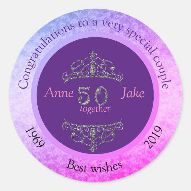 50th Wedding Anniversary Gifts for Couples  Classic Round Sticker (Front)