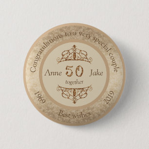 50th Wedding Anniversary Gifts for Couples Congrat 6 Cm Round Badge