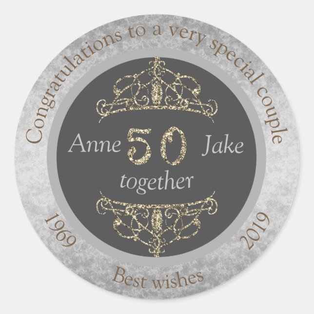 50th Wedding Anniversary Gifts for Couples Congrat Classic Round Sticker (Front)
