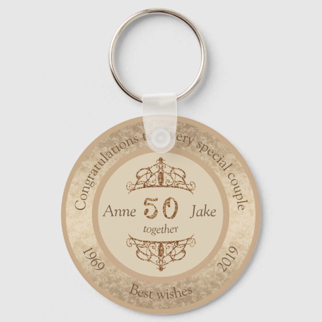 50th Wedding Anniversary Gifts for Couples Congrat Key Ring (Front)