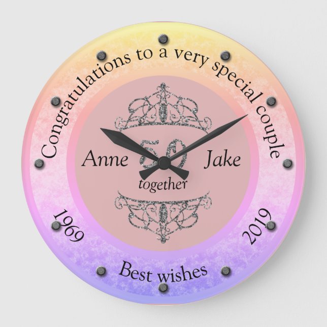 50th Wedding Anniversary Gifts for Couples Congrat Large Clock (Front)