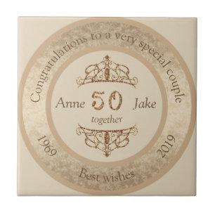50th Wedding Anniversary Gifts for Couples Congrat Tile
