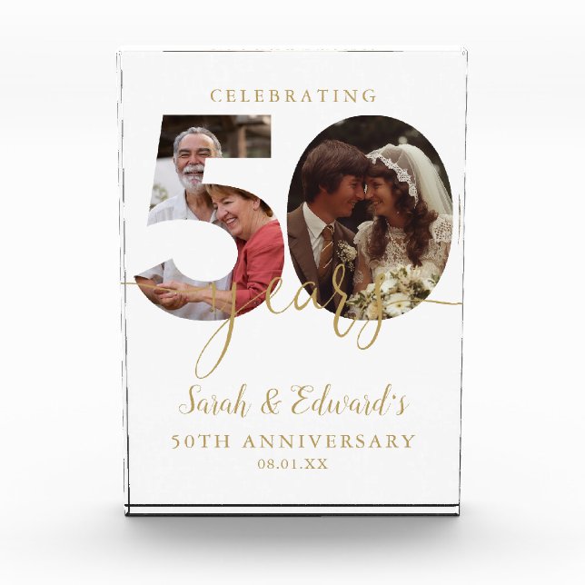 50th Wedding Anniversary Gold 2  Photo Block (Front)