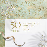 50th Wedding Anniversary Gold Address<br><div class="desc">50th wedding anniversary date,  name and address details set in elegant gold text. Designed by Thisisnotme©</div>