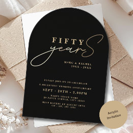 50th Wedding Anniversary Gold Black Acrylic Invitations