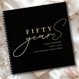 50th Wedding Anniversary Gold Black Guest Book