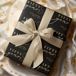 50th Wedding Anniversary Gold Black Wrapping Paper