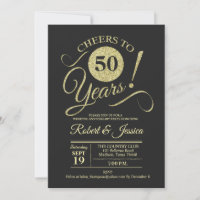 50th Wedding Anniversary Gold Chalkboard Pattern