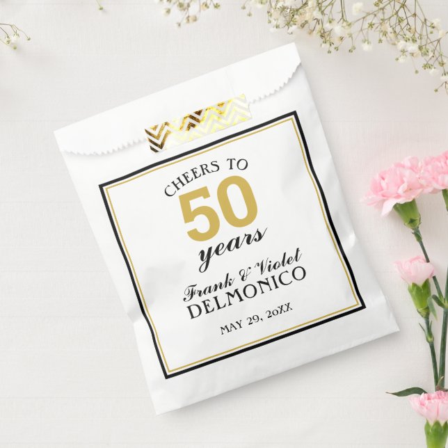 50th Wedding Anniversary Gold Cheers to 50 Years Favour Bags (Sealed)
