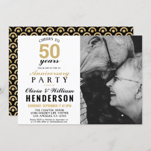 50th Wedding Anniversary Gold Cheers to 50 Years Invitation