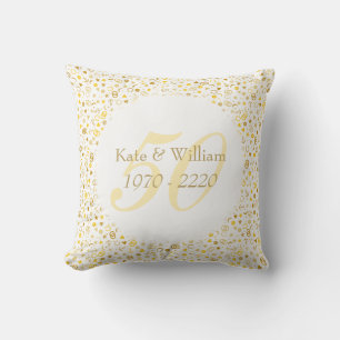 50th Wedding Anniversary Gold Confetti Cushion