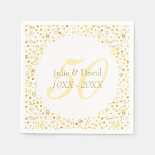 50th Wedding Anniversary Gold Confetti Napkin