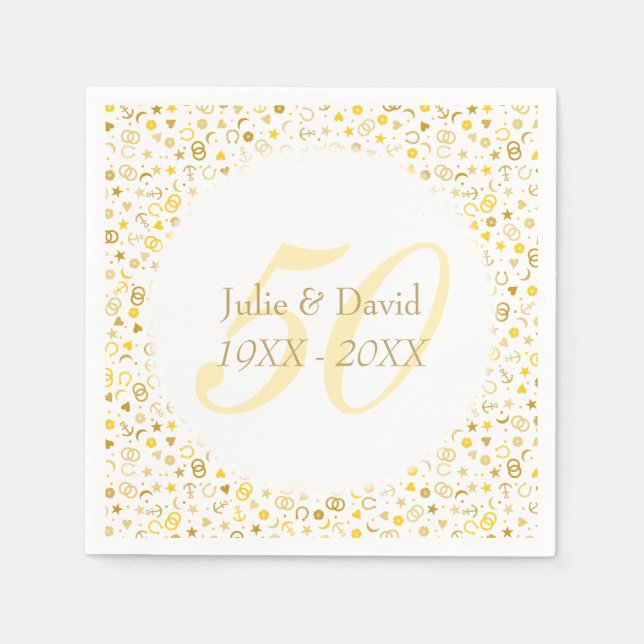 50th Wedding Anniversary Gold Confetti Napkin (Front)