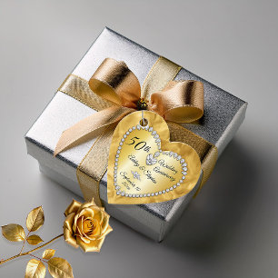 50th Wedding Anniversary Gold Diamonds Photo Favour Tags