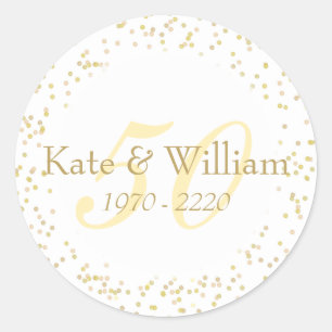 50th Wedding Anniversary Gold Dust Confetti Classic Round Sticker