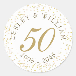 50th Wedding Anniversary Gold Dust Confetti Classic Round Sticker