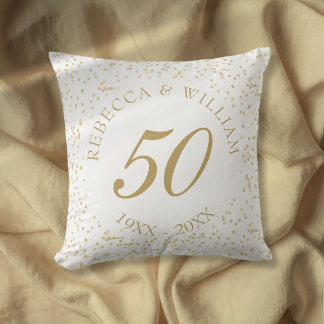 50th Wedding Anniversary Gold Dust Confetti Cushion