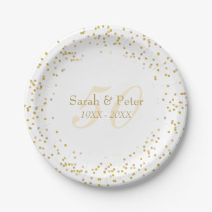 50th Wedding Anniversary Gold Dust Confetti Paper Plate