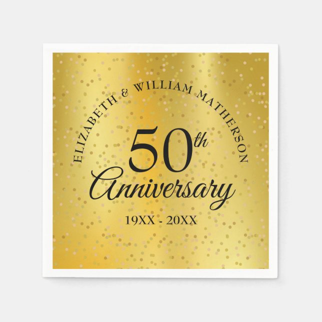 50th Wedding Anniversary Gold Dust Foil Napkin (Front)