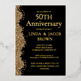 50th Wedding Anniversary Gold Faux Glitter