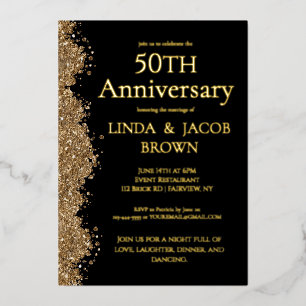 50th Wedding Anniversary Gold Faux Glitter 