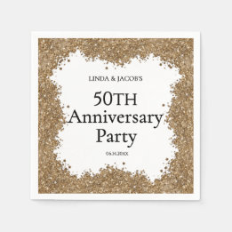 50th Wedding Anniversary Gold Faux Glitter Napkin