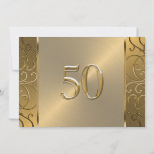 50th Wedding Anniversary Gold Filigree Swirls Invitation