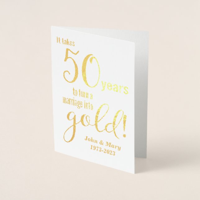 50th Wedding Anniversary Gold Foil Card (Front)