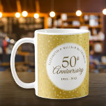 50th Wedding Anniversary Gold Foil Hearts Confetti Coffee Mug<br><div class="desc">Featuring delicate golden hearts confetti on a gold foil background. Personalise with your special fifty years golden anniversary information in chic gold lettering. Designed by Thisisnotme©</div>