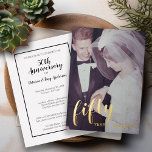 50th Wedding Anniversary Gold Foil & Photo<br><div class="desc">An elegant yet modern design with a modern photo frame on one side and the invitation information on the second side.</div>