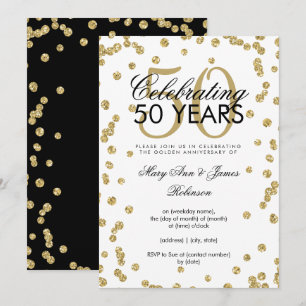 50th Wedding Anniversary Gold Glitter Invitation