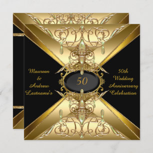 50th Wedding Anniversary Gold Golden Jewel 2 Invitation