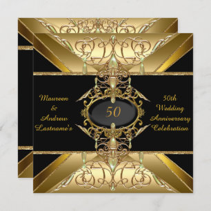 50th Wedding Anniversary Gold Golden Jewel Invitation