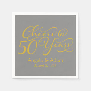 50th Wedding Anniversary Gold Grey Cheers Napkin