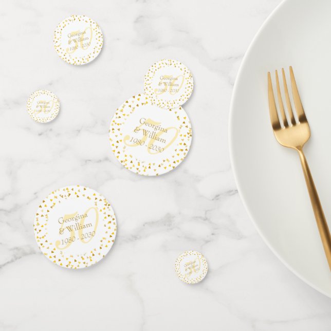 50th Wedding Anniversary Gold Hearts Confetti (Group)
