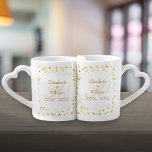 50th Wedding Anniversary Gold Hearts Confetti Coffee Mug Set<br><div class="desc">Beautifully personalised with your names and dates in gold over a delicate 50 (or monogram initial) on a delicate gold hearts confetti background. Designed by Thisisnotme©</div>