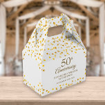 50th Wedding Anniversary Gold Hearts Favour Box<br><div class="desc">Elegant 50th golden wedding anniversary favour box featuring gold hearts confetti scattered across your names,  special date and thank you message set in modern typography. A perfect way to say thank you to your guests! Designed by Thisisnotme©</div>