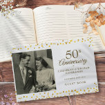 50th Wedding Anniversary Gold Hearts Photo Guest Book<br><div class="desc">Featuring romantic gold hearts confetti,  this chic botanical 50th wedding anniversary guest book can be personalised with your special photo and anniversary information in elegant gold text. Designed by Thisisnotme©</div>