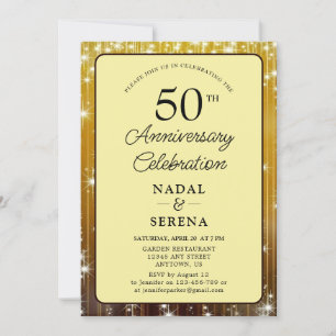 50th Wedding Anniversary Gold Invitation