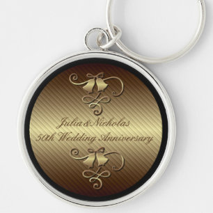 50th Wedding Anniversary Gold Key Chain