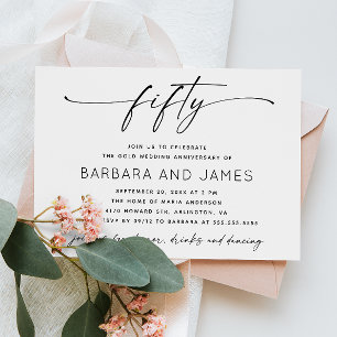 50th Wedding anniversary / Gold. Minimalist modern Invitation