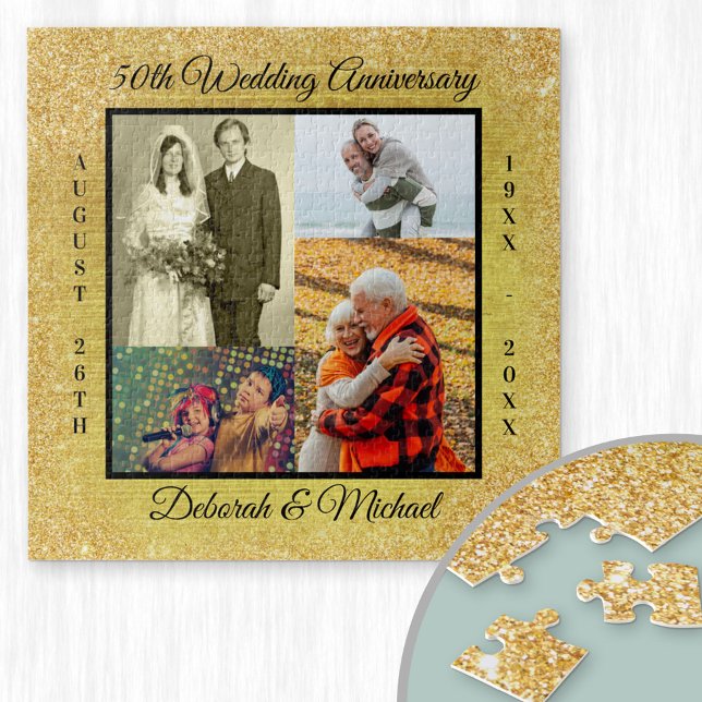 50th Wedding Anniversary Gold Personalised Photo Jigsaw Puzzle (Creator Uploaded)