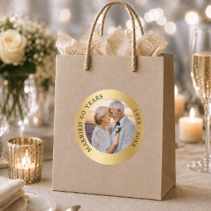 50th wedding anniversary gold photo classic round sticker