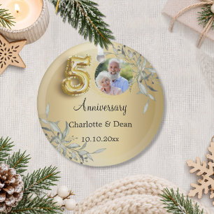 50th wedding anniversary gold photo greenery glass tree decoration